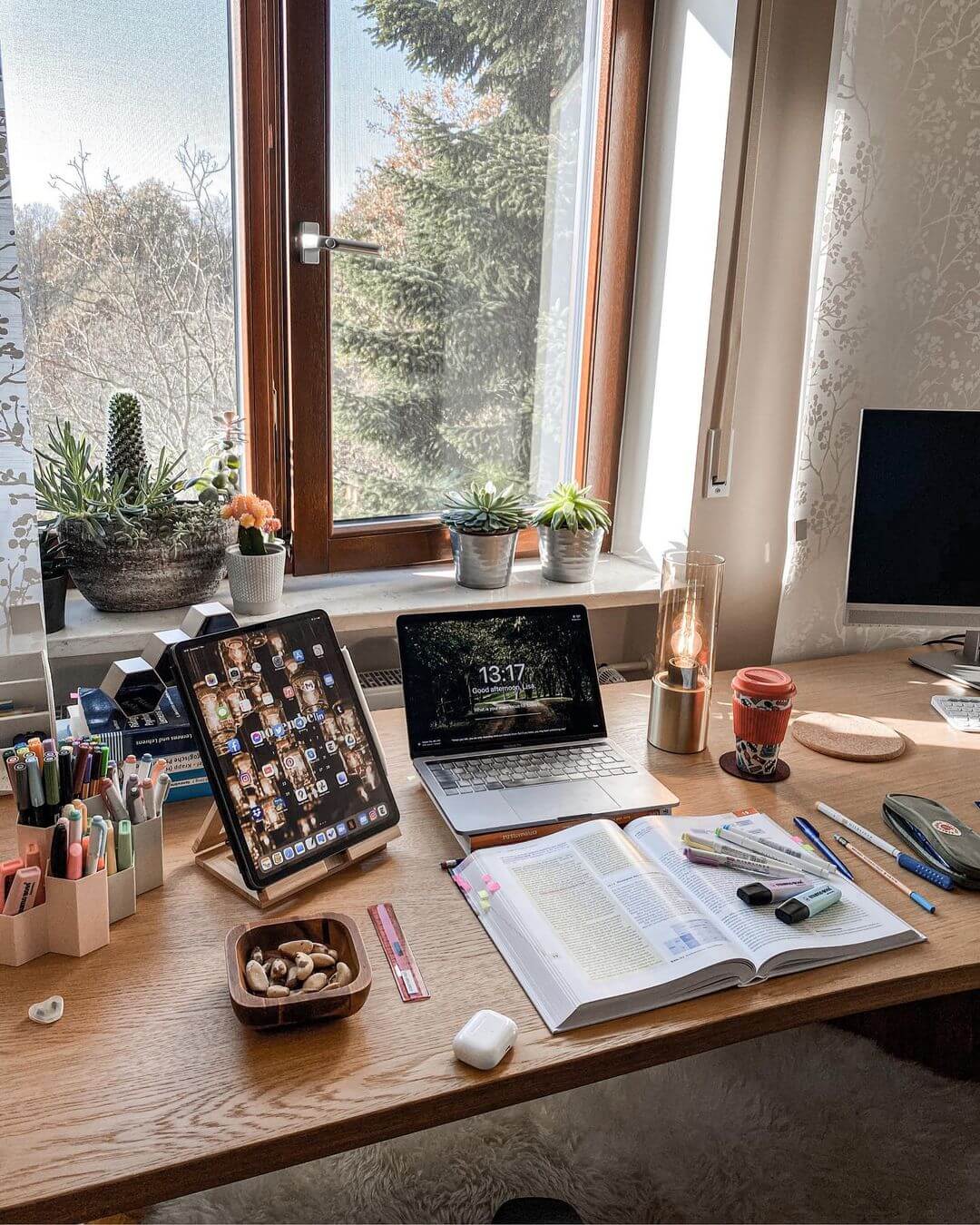 aesthetic desk layout  Study desk decor, Cottage room, Study room
