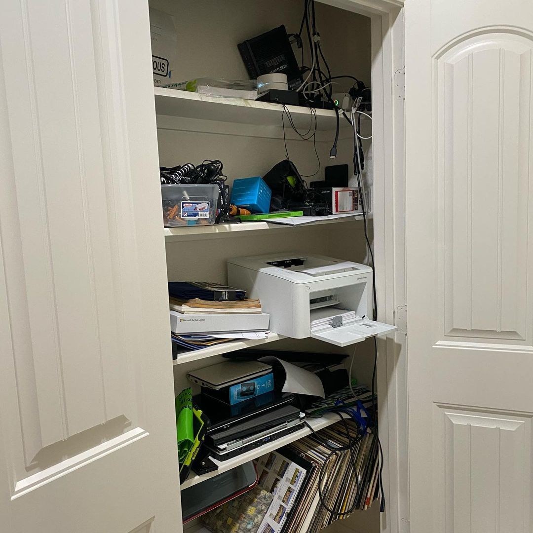 How to Convert a Reach-In Closet to An Organized Office Closet - Postcards  from the Ridge