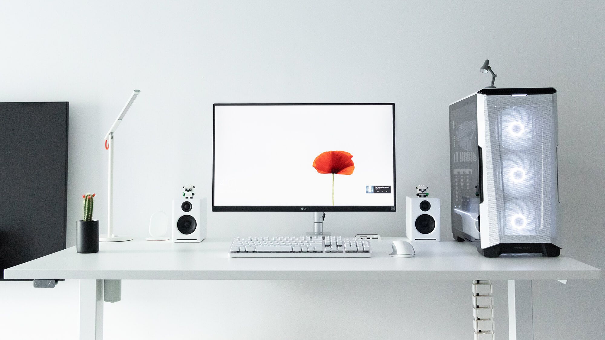 Minimalist Monochromatic Home Office Setup in Romania