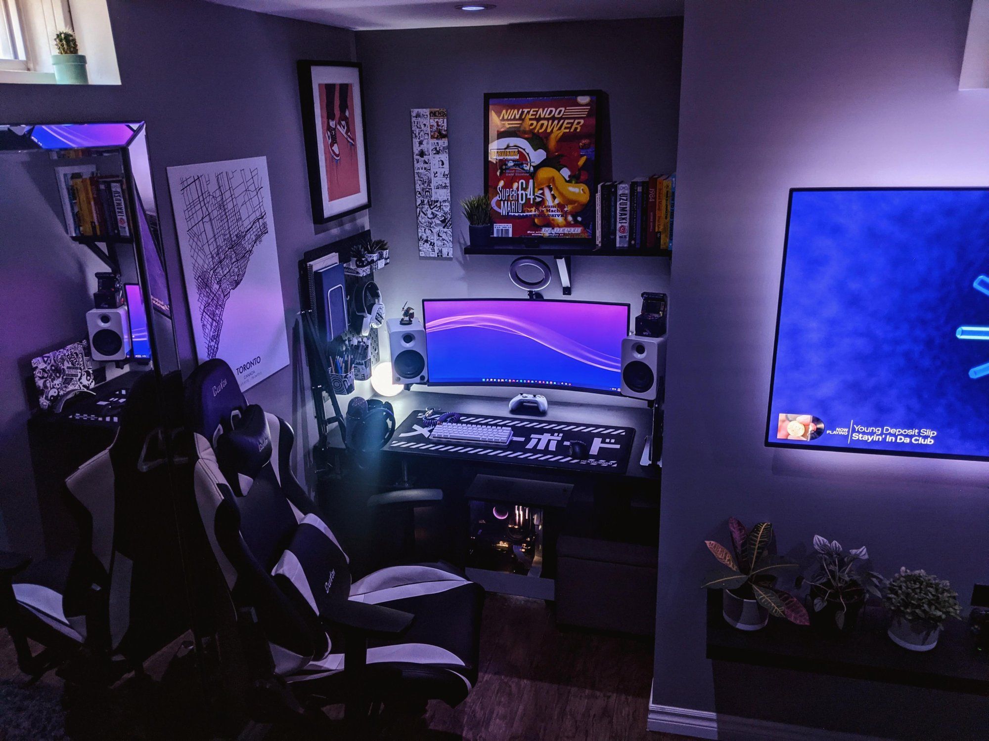 Gaming room with led light in the background in 4k on Craiyon