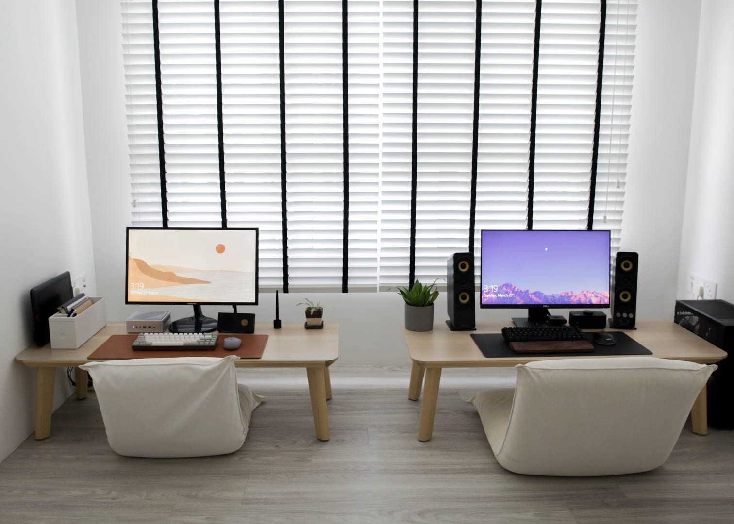 Floor Chair & Desk Setup for Two in Singapore