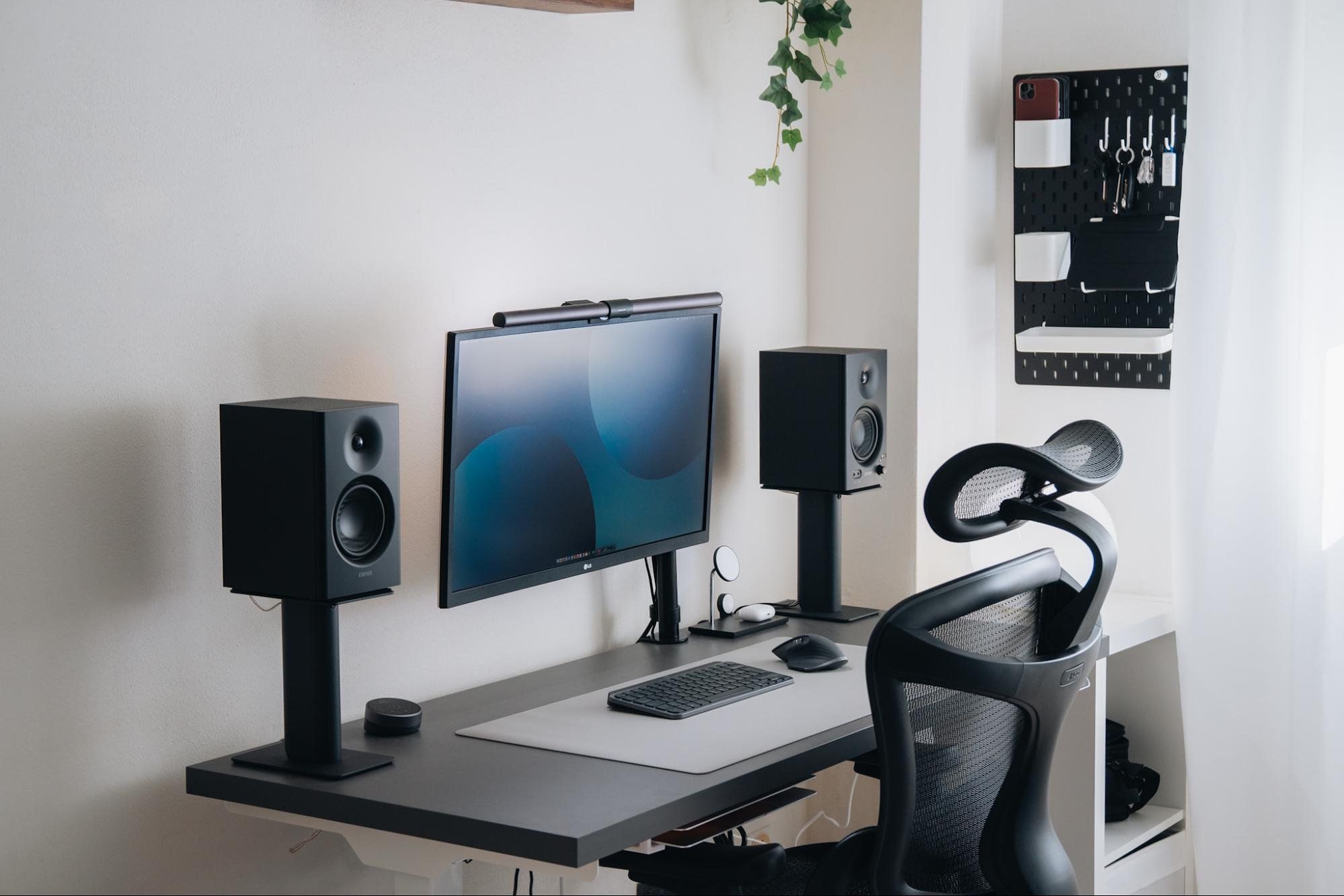 Minimalist home office of a content creator