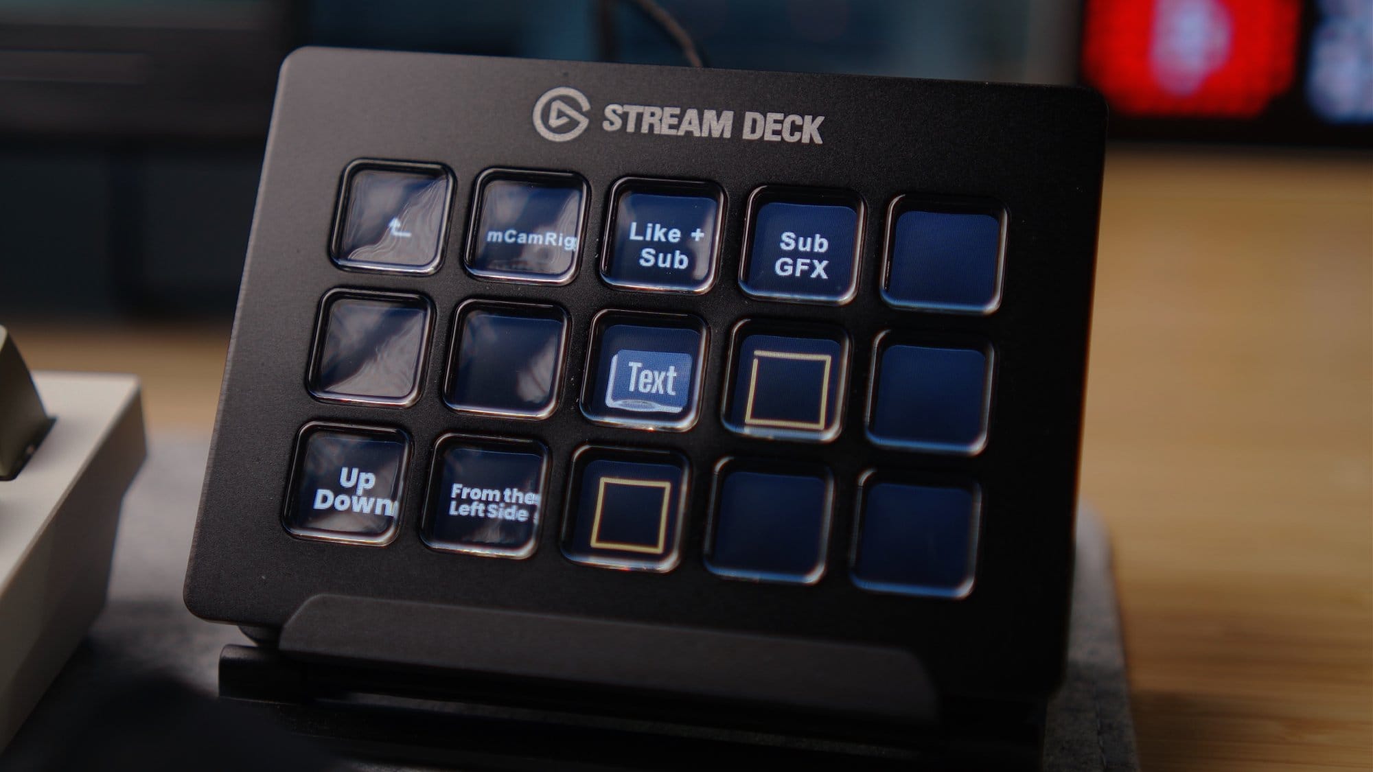 A close-up of a Stream Deck Classic with customisable buttons