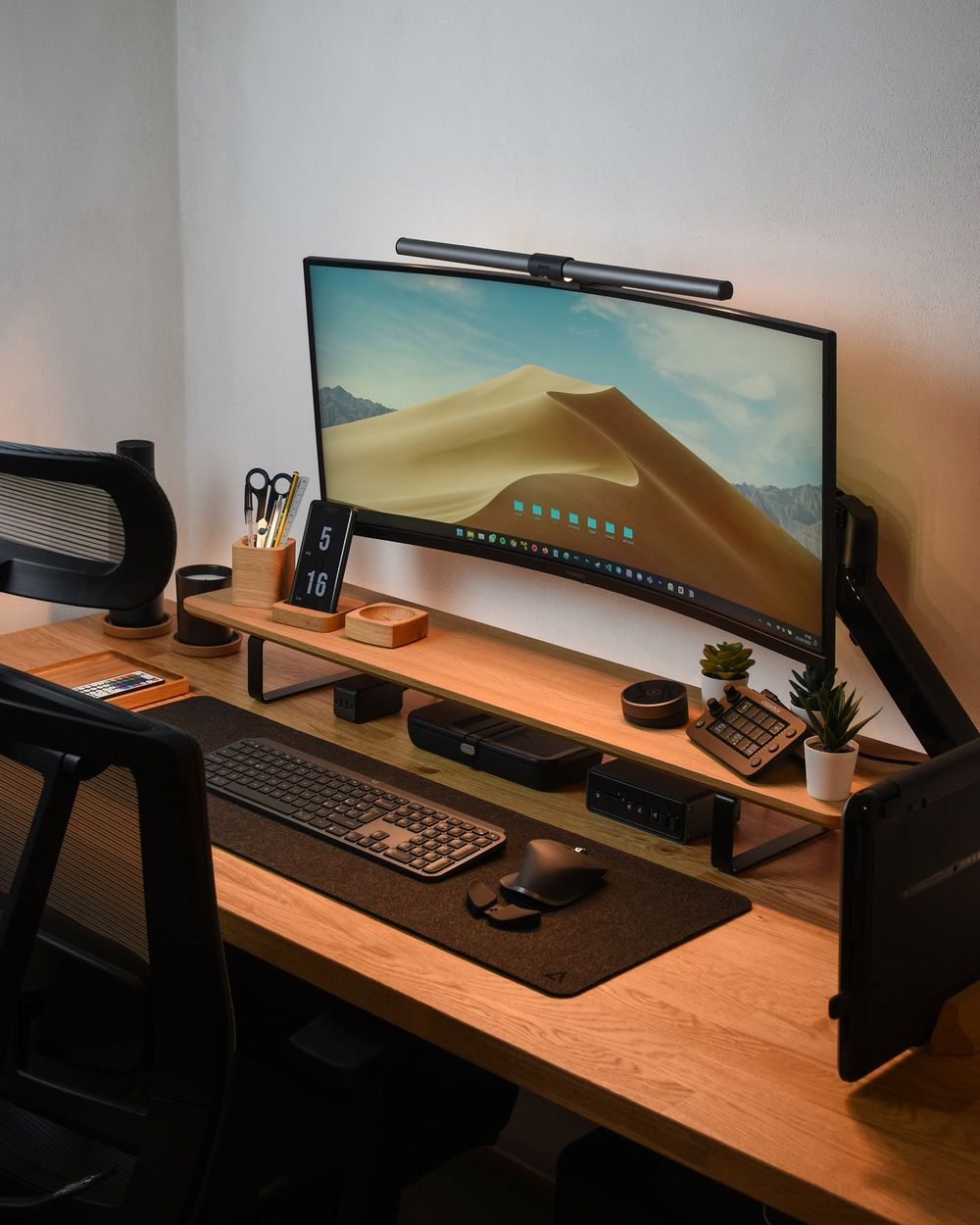 Wooden Desk Setup of a Developer