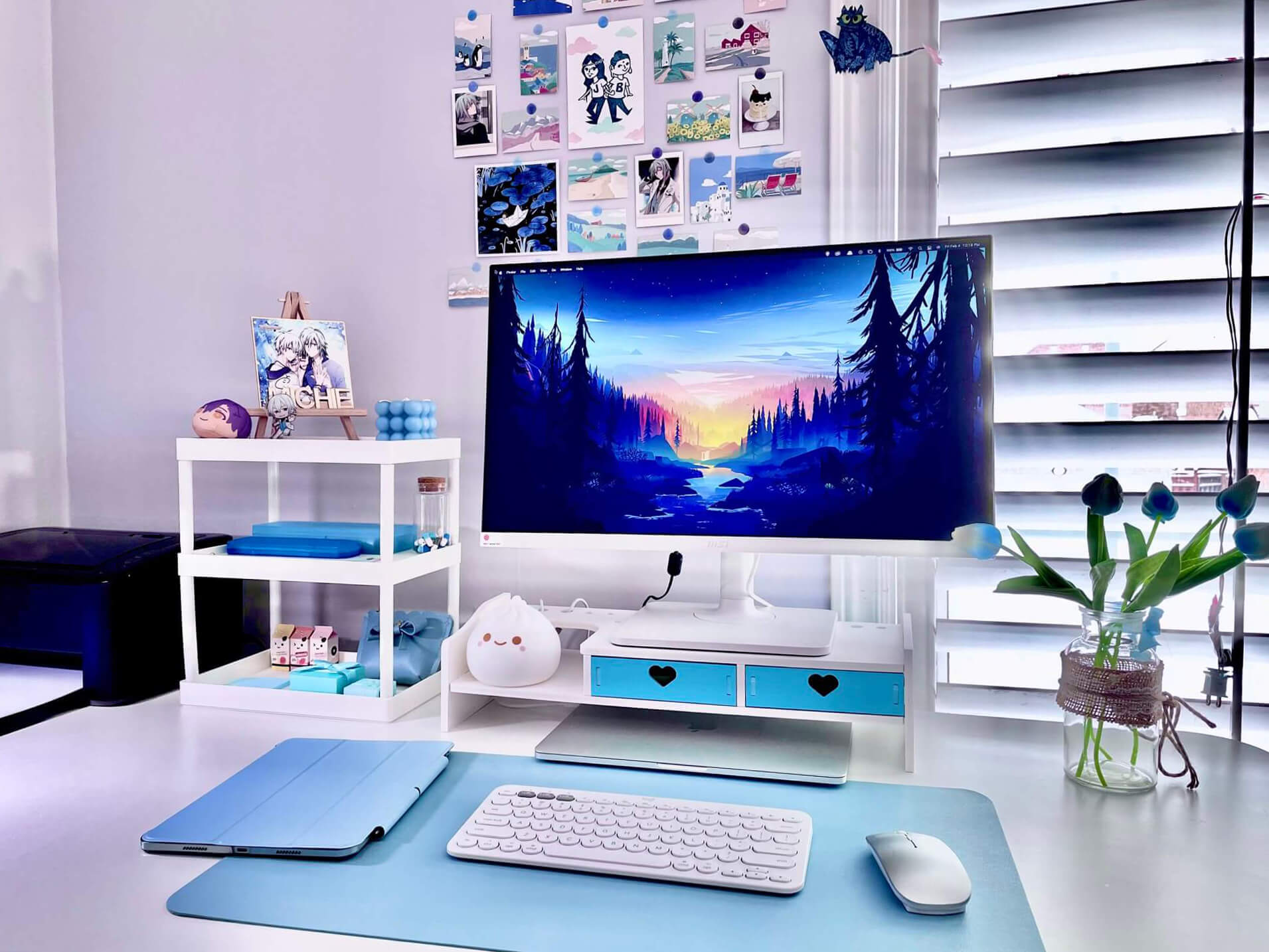 Blue Desk Setup