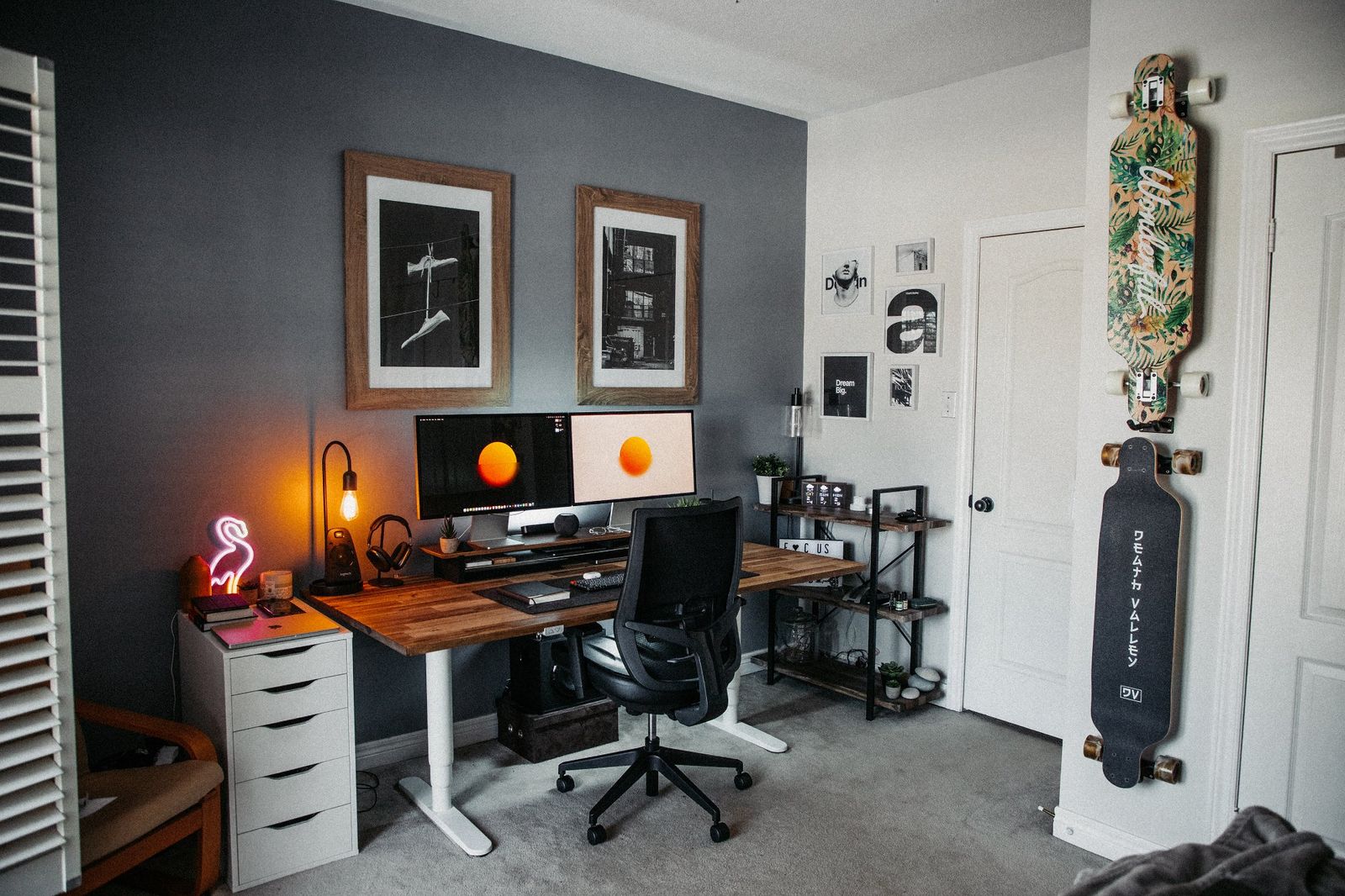 Standing Desk Setup with Dual Apple Studio Displays