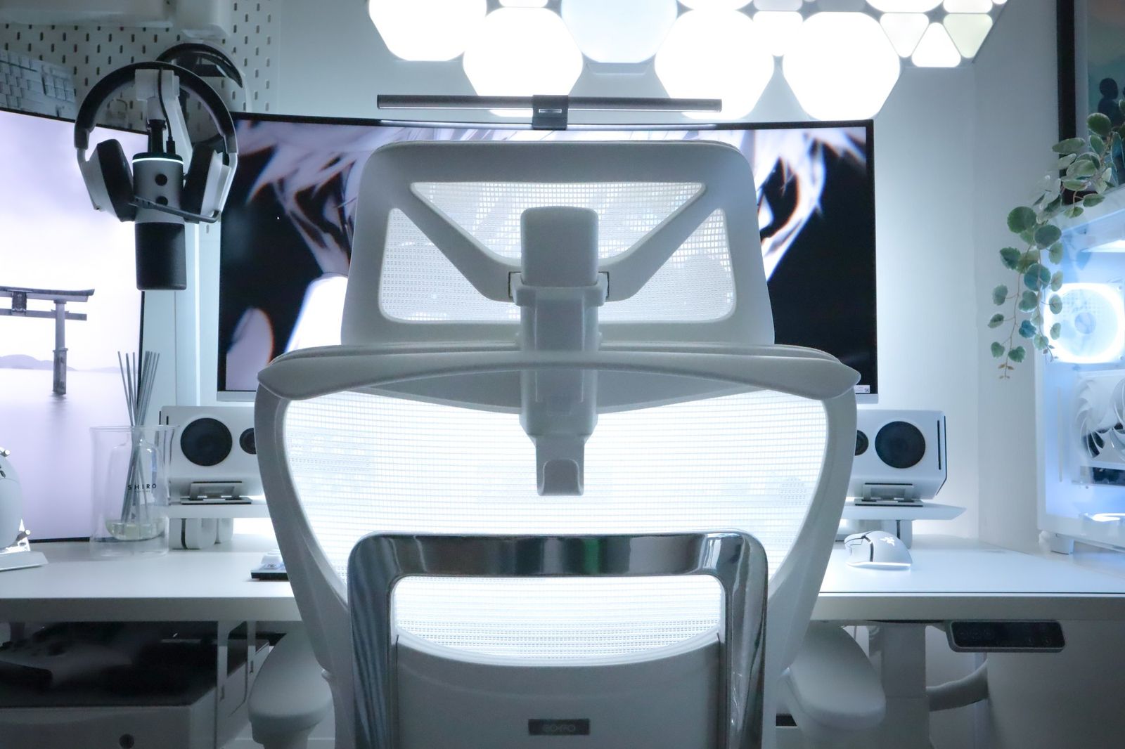 White Desk Setup with a Custom PC