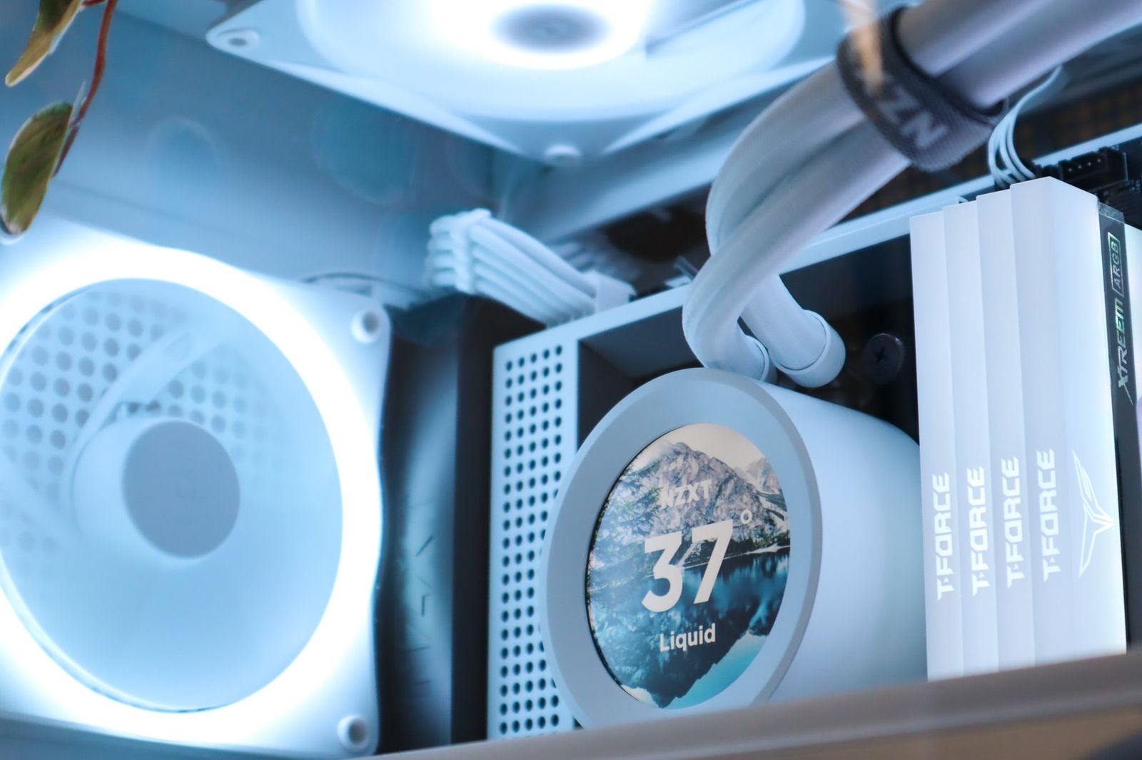 White Desk Setup with a Custom PC