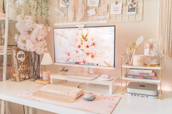 Chic Pink Desk Setup